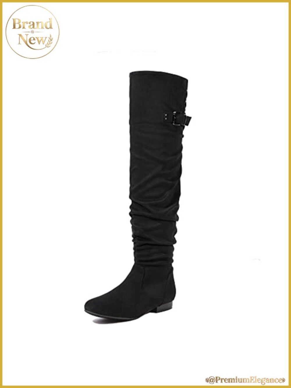 Women's Over The Knee Faux Suede Slouch Flat Thigh Boots